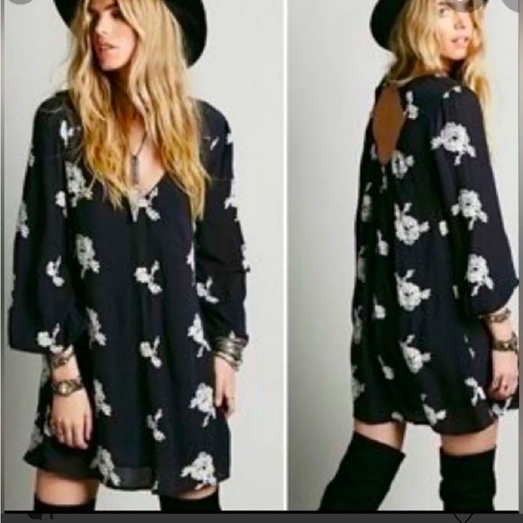 Free People Dresses & Skirts - Embroidered Austin Mini Dress in Black Size Small
